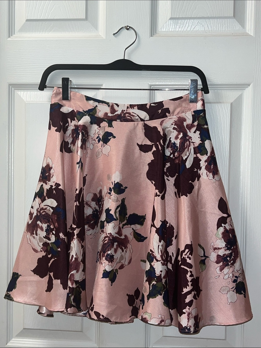 Floral A-Line Skirt in Blush Pink